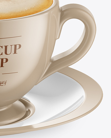 Glossy Coffee Cup w  Plate Mockup PSD #4