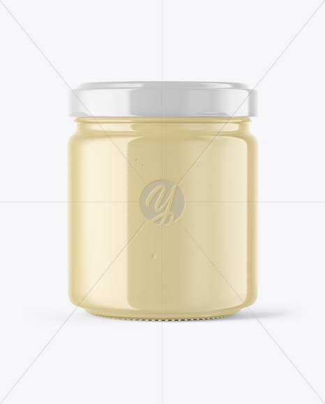 Clear Glass Jar with Creamed Honey Mockup