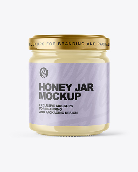 Clear Glass Jar with Creamed Honey Mockup