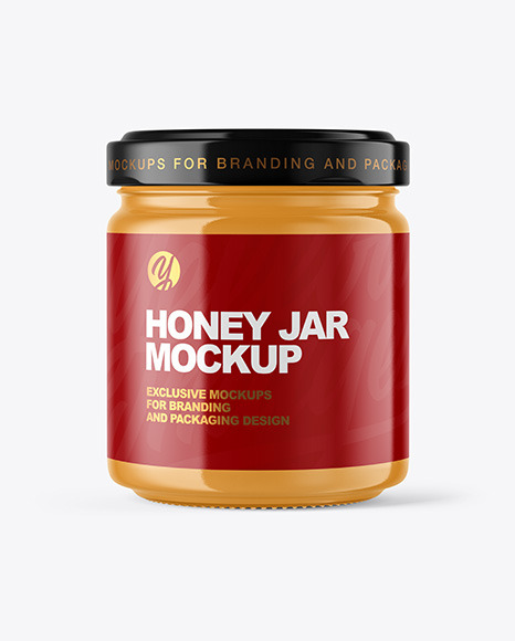 Clear Glass Jar with Creamed Honey Mockup PSD #2