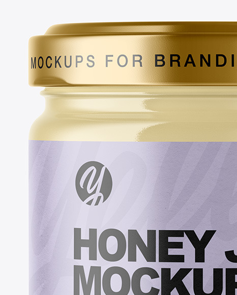 Clear Glass Jar with Creamed Honey Mockup PSD #1