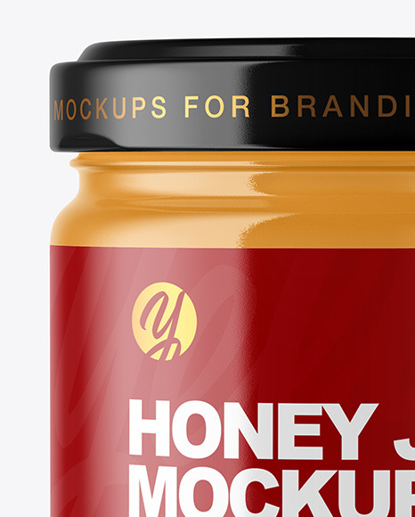 Clear Glass Jar with Creamed Honey Mockup PSD #6