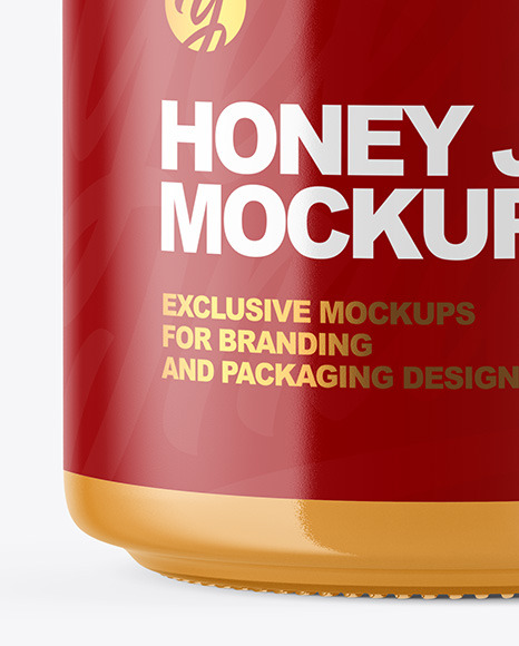 Clear Glass Jar with Creamed Honey Mockup PSD #7
