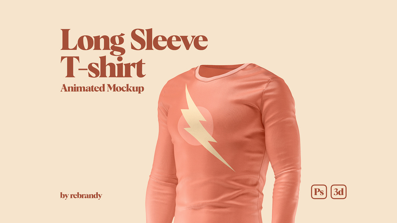 Long Sleeve T Shirt Animated Mockup In Apparel Mockups On Yellow Images Creative Store