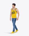 Download Man In Tank Top Mockup In Apparel Mockups On Yellow Images Object Mockups