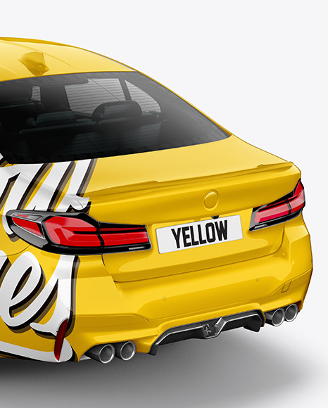 Executive Car Mockup   Back Half Side View (High Angle Shot) PSD #1