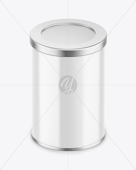 Coffee Tin Can with Glossy Finish Mockup Coffee Tin Can with Glossy Finish Mockup