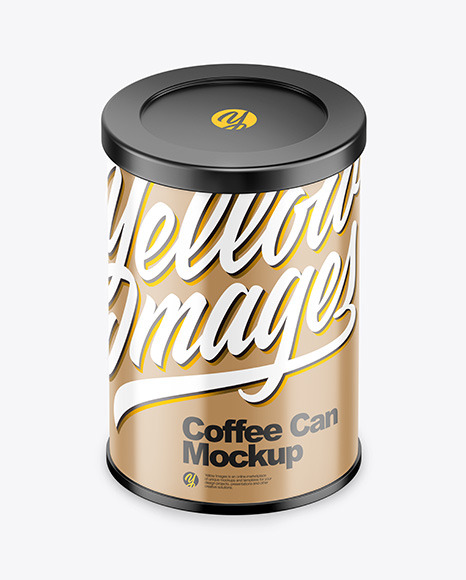 Coffee Tin Can with Glossy Finish Mockup PSD #2