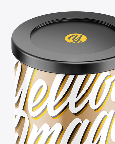Coffee Tin Can with Glossy Finish Mockup PSD #7