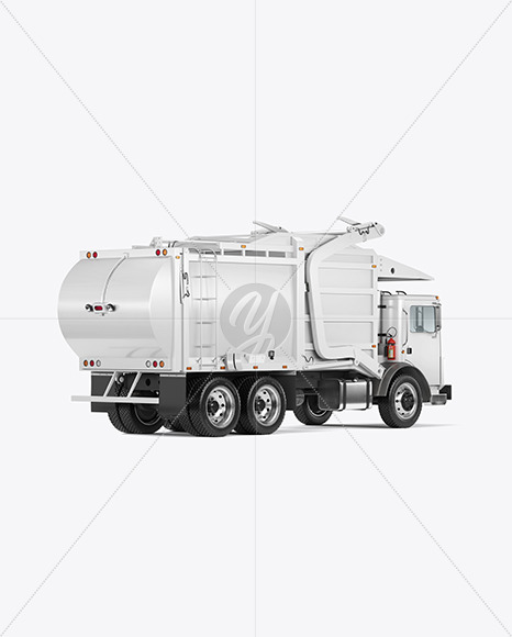 Garbage Truck Mockup - Back Half Side View - Yellowimages Mockups