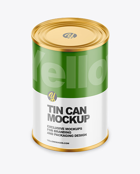Tin Can with Glossy Finish Mockup PSD #2