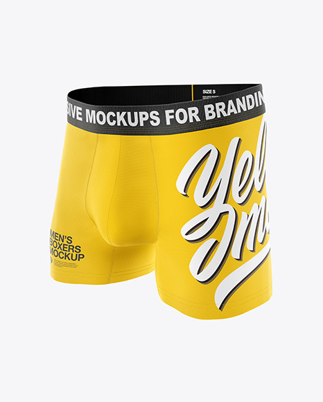 Download Boxer Briefs Mockup Half Side View In Apparel Mockups On Yellow Images Object Mockups