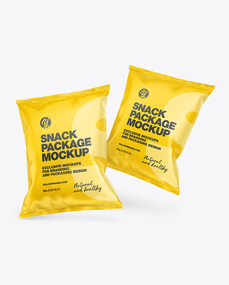 Two Matte Snack Packages Mockup