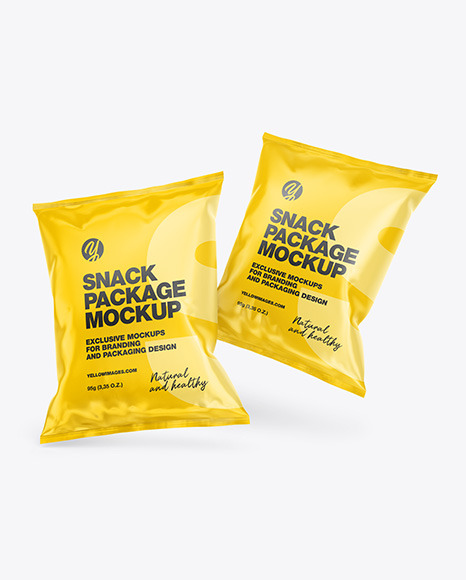 Two Glossy Snack Packages Mockup PSD #2