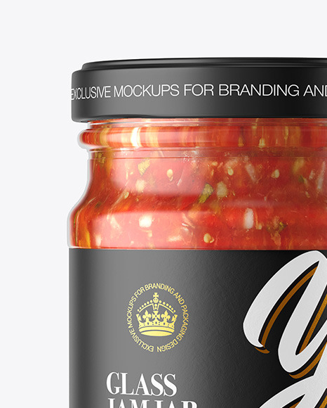 Glass Jar With Salsa Sauce Mockup PSD #2