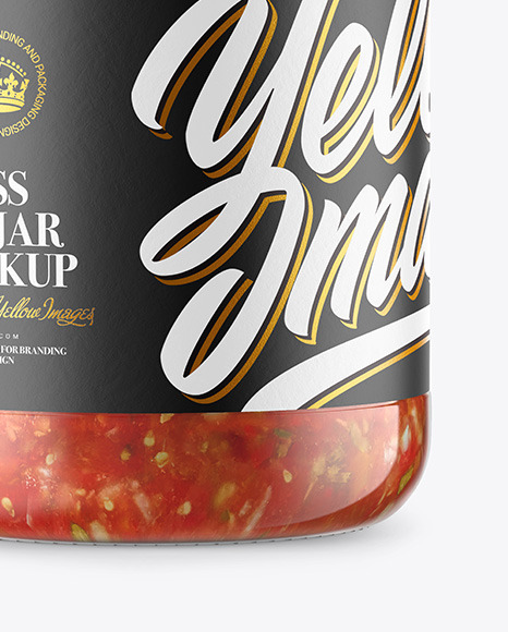 Glass Jar With Salsa Sauce Mockup PSD #6