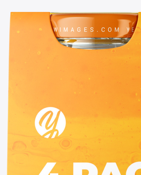 Download 4 Bottles W Orange Juice Pack Paper Carrier Mockup In Bottle Mockups On Yellow Images Object Mockups