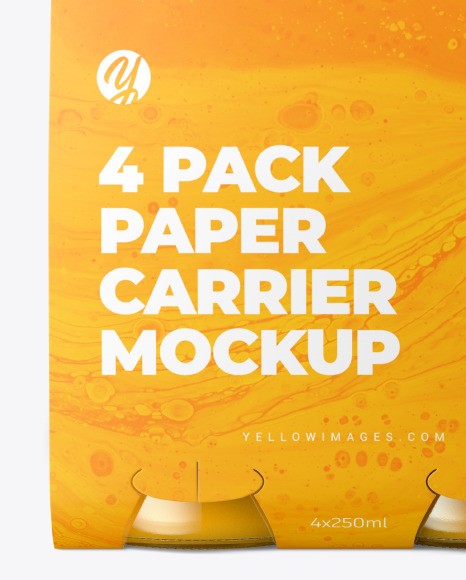 4 Bottles w  Orange Juice Pack Paper Carrier Mockup PSD #7