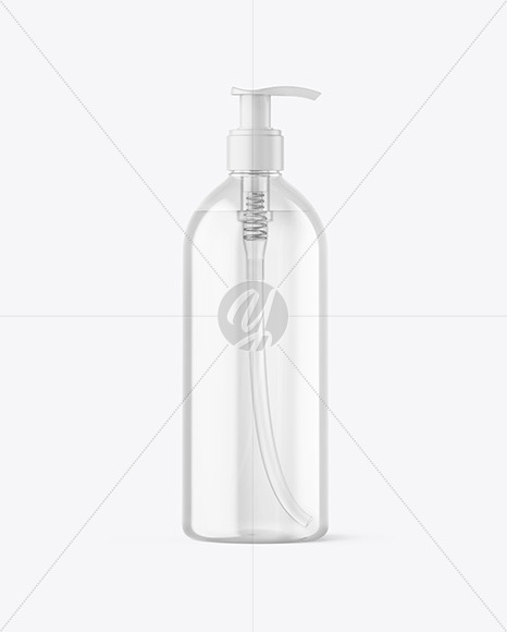 500ml Clear Cosmetic Bottle with Pump Mockup