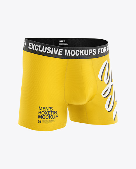 Download Boxer Briefs Mockup Half Side View In Apparel Mockups On Yellow Images Object Mockups