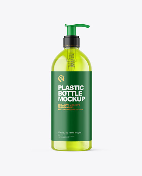 500ml Color Plastic Cosmetic Bottle with Pump Mockup
