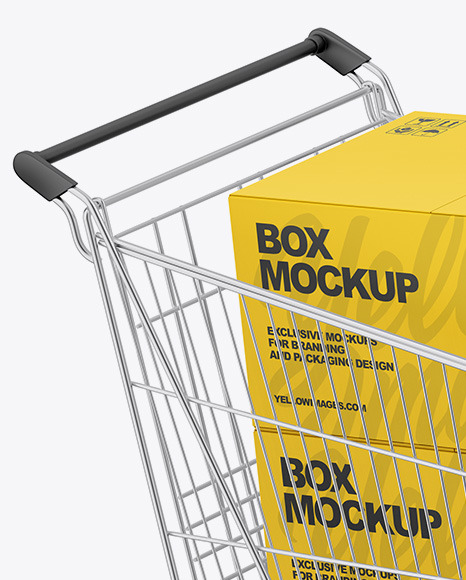 Shopping Cart W Paper Boxes Mockup PSD #2