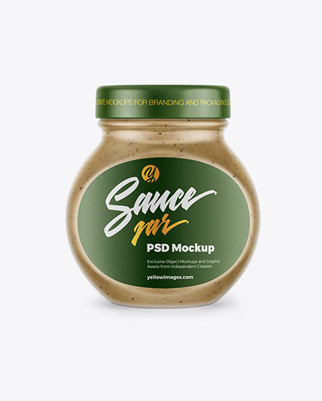 Glass Jar with Mushroom Sauce Mockup