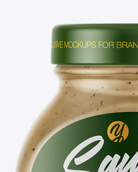 Glass Jar with Mushroom Sauce Mockup PSD #2