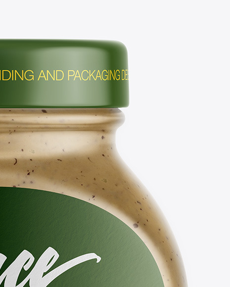 Glass Jar with Mushroom Sauce Mockup PSD #1