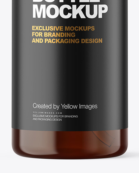 500ml Amber Cosmetic Bottle with Pump Mockup PSD #4