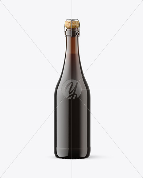 Amber Glass Bottle w/ Red Wine Mockup