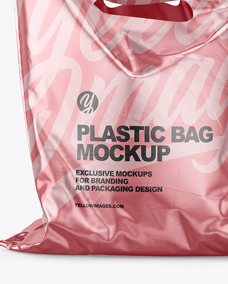 Download Metallic Plastic Carrier Bag Mockup In Bag Sack Mockups On Yellow Images Object Mockups