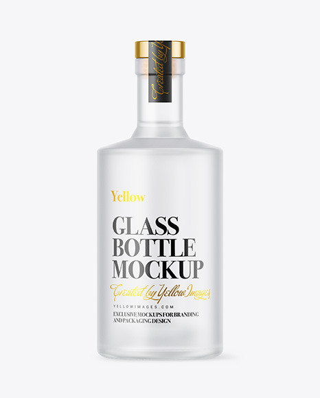 Frosted Glass Vodka Bottle with Wooden Cap Mockup PSD #2