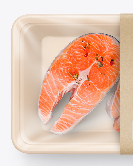 Plastic Tray W  Salmon Mockup PSD #1