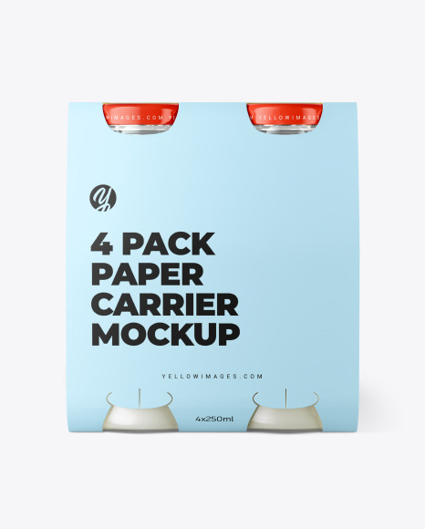 Download 4 Bottles W Milk Pack Paper Carrier Mockup Yellow Author