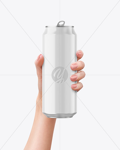 Aluminium Can With Glossy Finish in a Hand Mockup