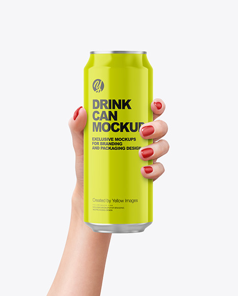 Aluminium Can With Glossy Finish in a Hand Mockup