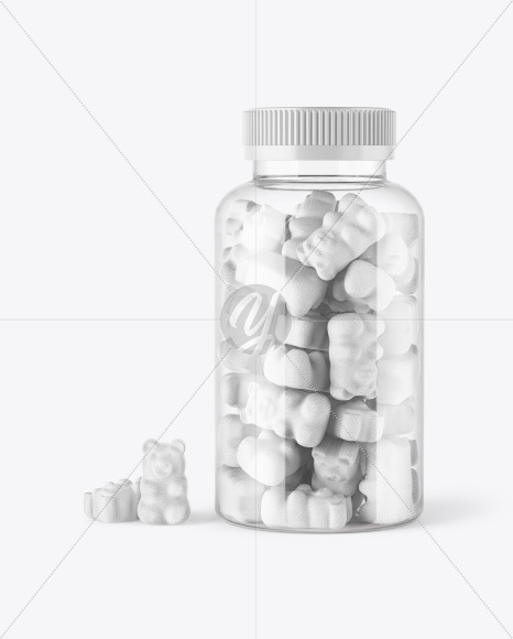 Plastic Bottle with Sugared Gummies Mockup Plastic Bottle with Sugared Gummies Mockup
