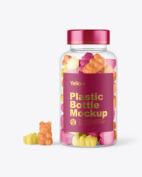 Plastic Bottle with Sugared Gummies Mockup
