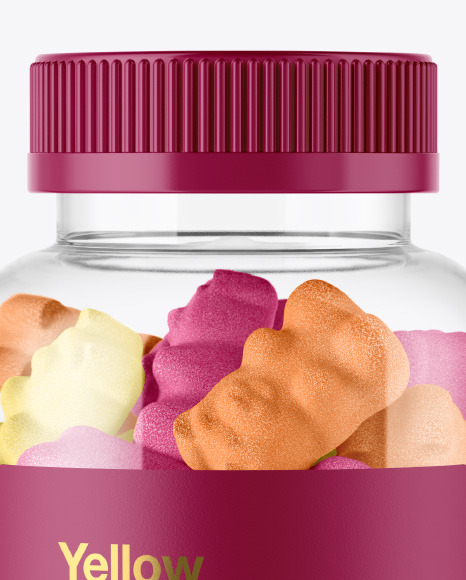 Plastic Bottle with Sugared Gummies Mockup PSD #2