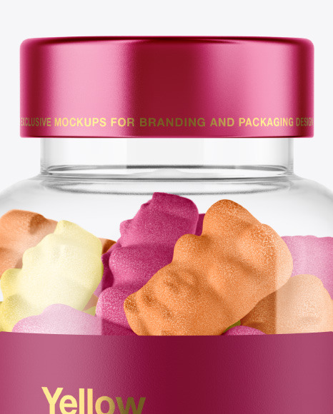 Plastic Bottle with Sugared Gummies Mockup PSD #1