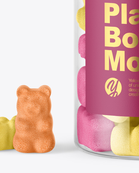 Plastic Bottle with Sugared Gummies Mockup PSD #7