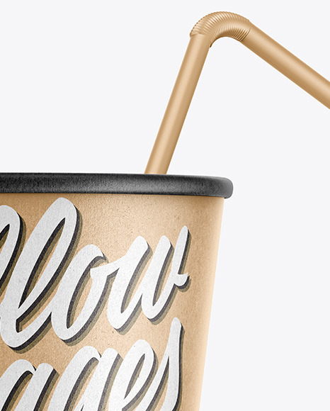 Kraft Paper Soda Cup w  Straw Mockup PSD #2