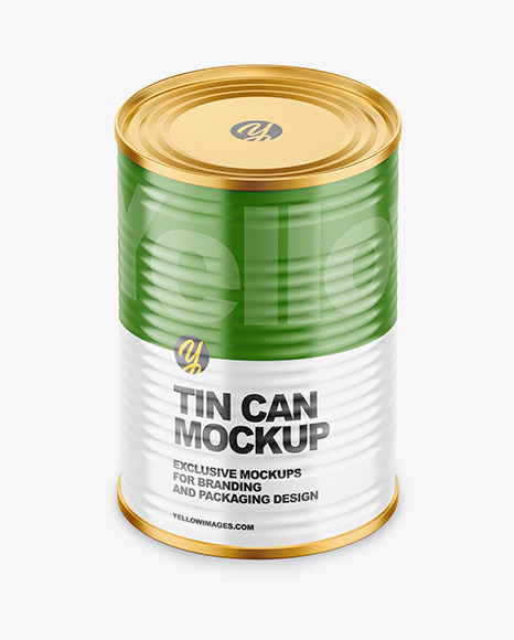 Tin Can with Glossy Finish Mockup PSD #2