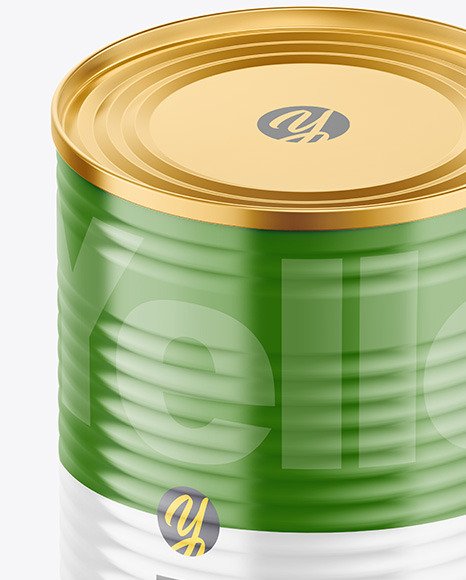 Tin Can with Glossy Finish Mockup PSD #7