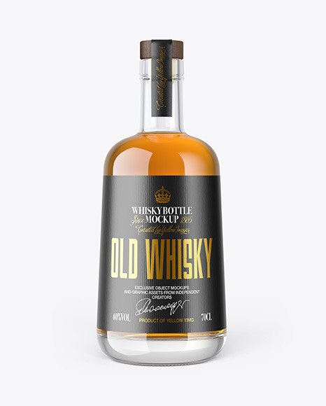 Whiskey Bottle with Wooden Cap Mockup