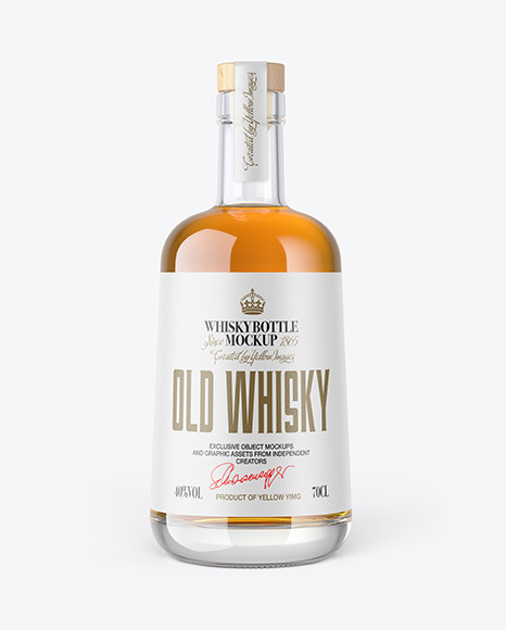 Whiskey Bottle with Wooden Cap Mockup PSD #2