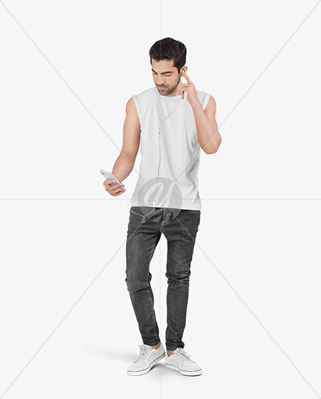 Free Man in Sleeveless Shirt Mockup