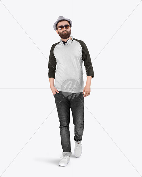 Free Man in Crew Neck Long Sleeve Shirt Mockup