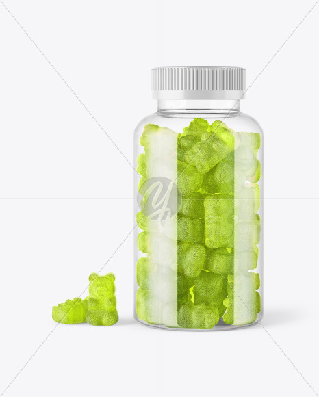 Download Plastic Bottle With Sugared Gummies Mockup In Bottle Mockups On Yellow Images Object Mockups